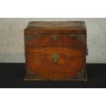 An early 20th century oak and silver plated mounted twin handled smokers cabinet, with hinged lid