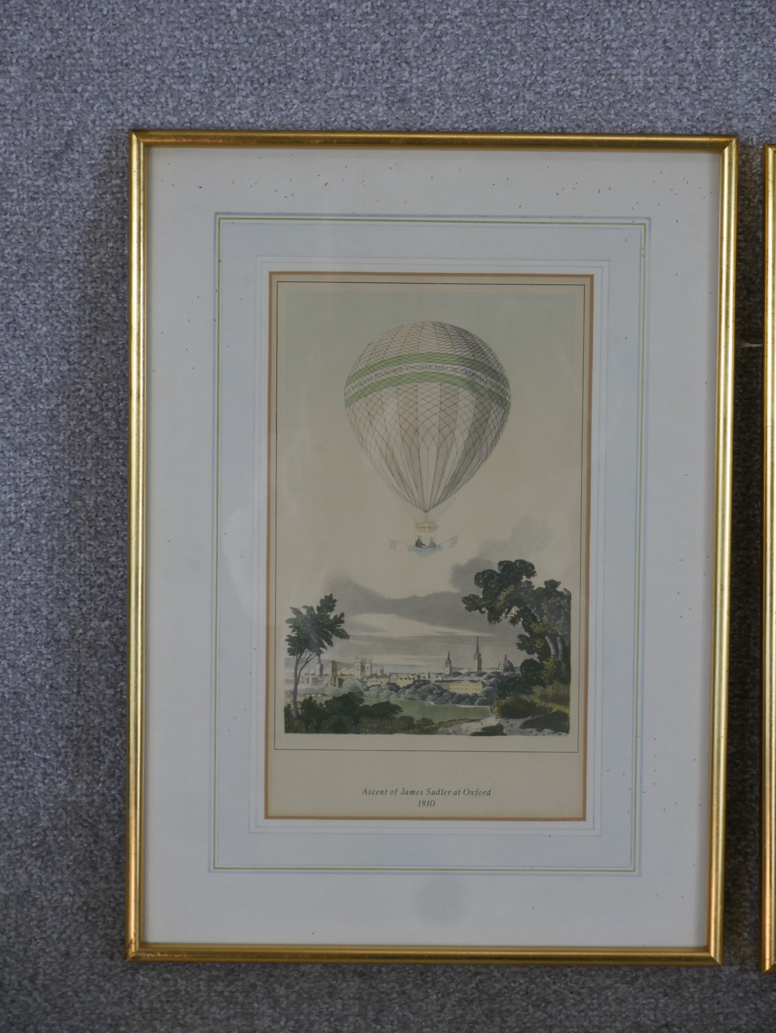 Ascent of James Sadler Two & Modele du Balloon two hot balloon related coloured prints, each - Image 3 of 6
