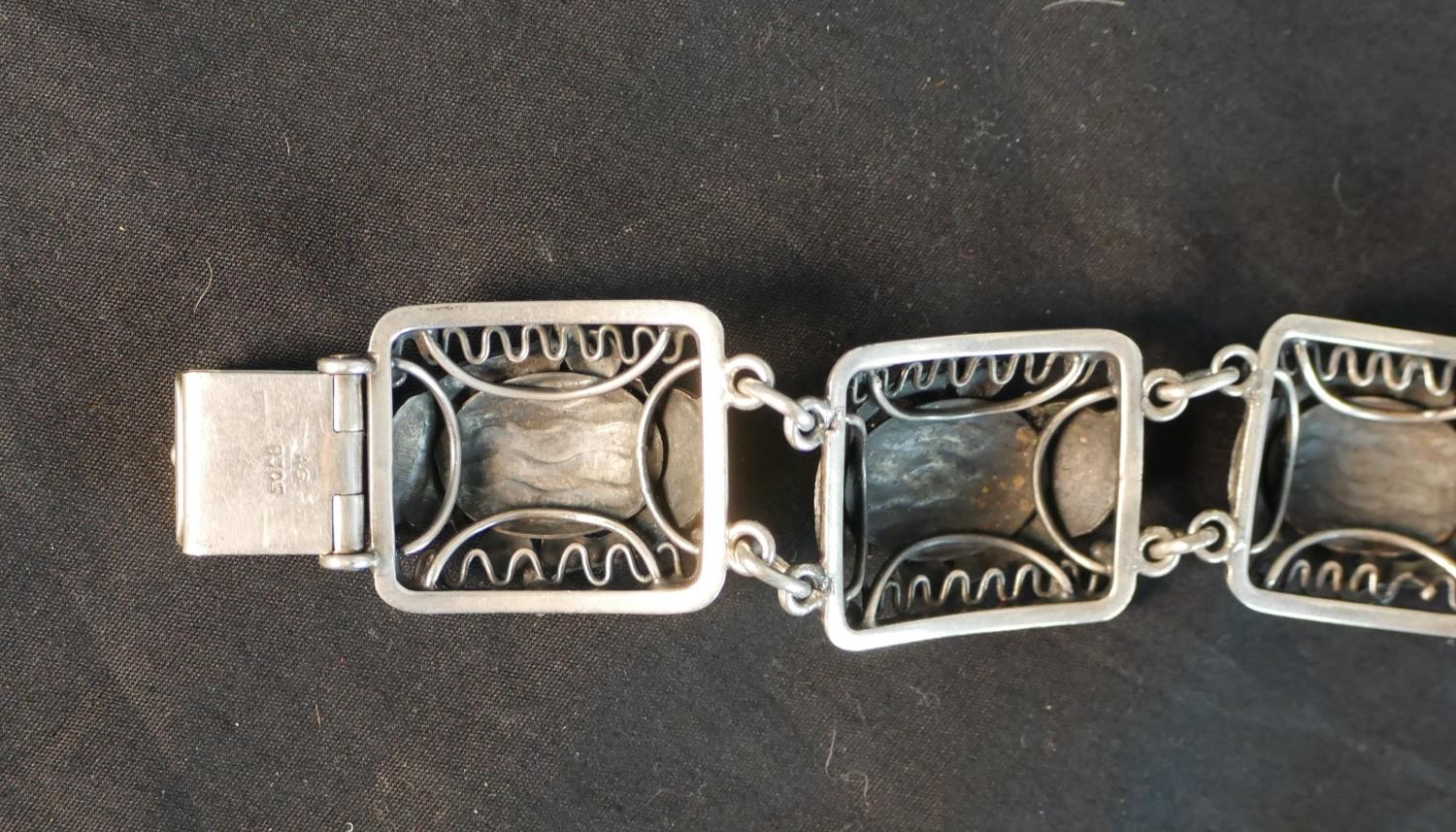 A Danish silver stylised rectangular fish and starfish panel bracelet, by Borge Alexis Godtbergsen - Image 5 of 5