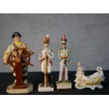 A collection hand painted porcelain figures, including a Royal Doulton figure The Helmsman HN2499;