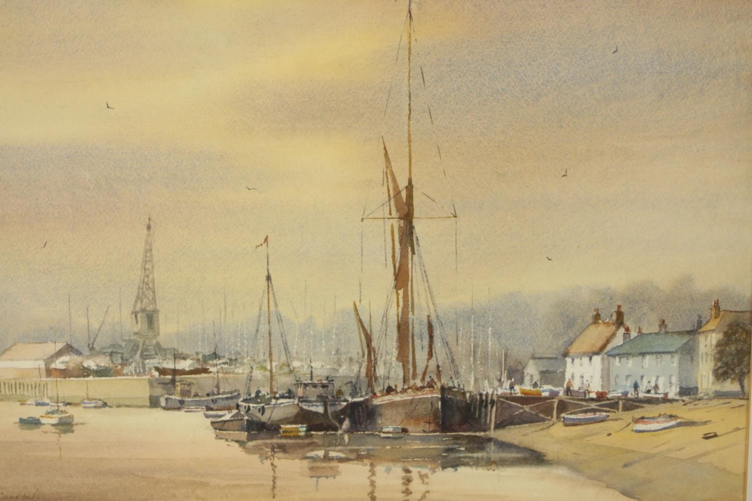 Sidney Cardew (1931 - ), Fishing Boats in the Harbour, watercolour on paper, signed and framed. H.69 - Image 3 of 6