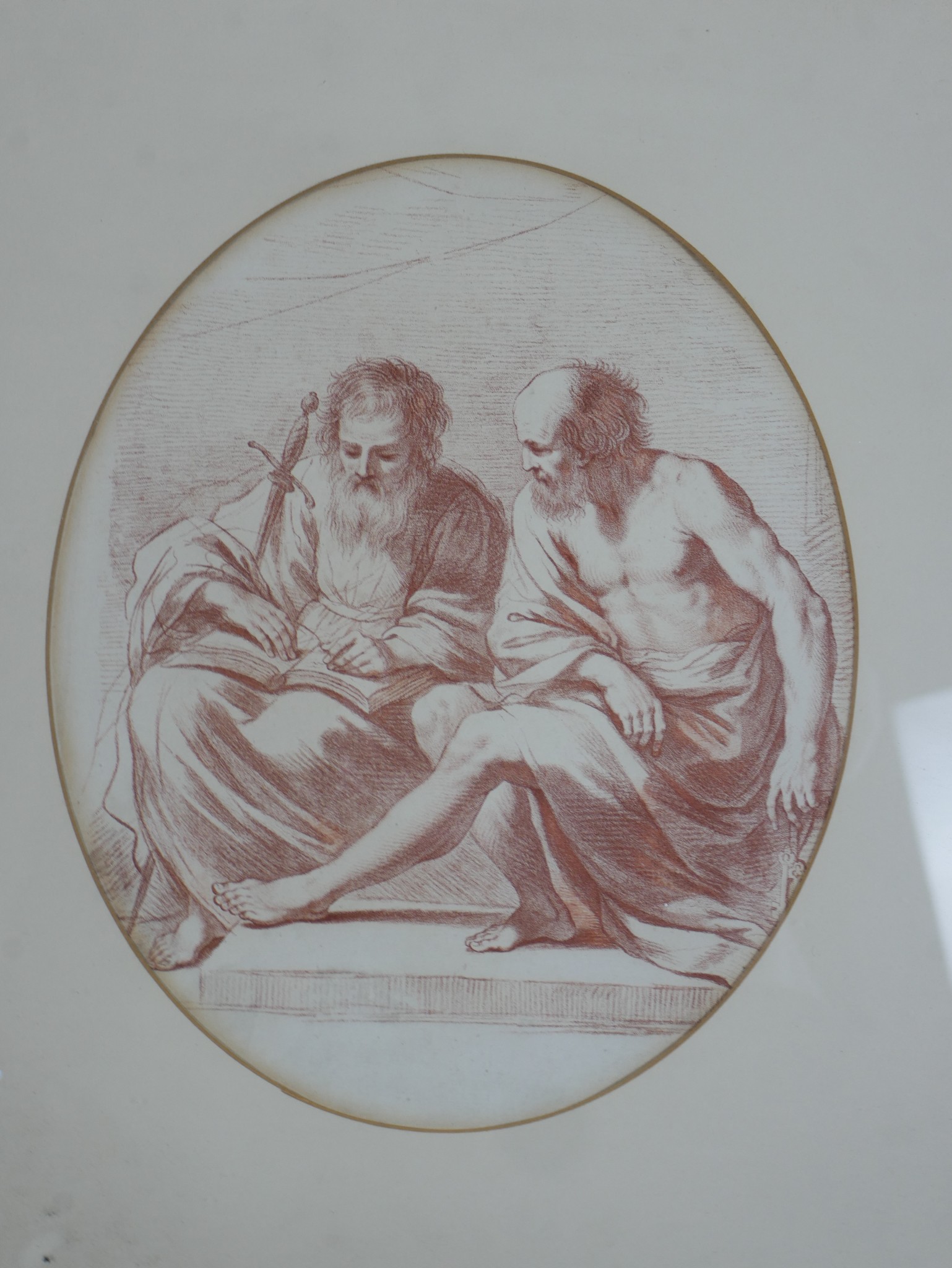 After Francesco Bartolozzi (1727 - 1812, Italian) Saint Paul and Saint Peter, sepia print on - Image 2 of 5