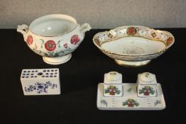 A 19th century Meissen hand painted and gilded fruit bowl along with a Secessionist floral design