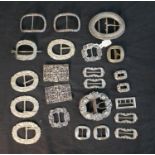 Fourteen Danish white metal and silver traditional folk costume buckles by various makers and with