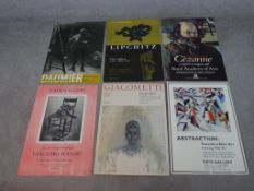 A collection of six large coloured vintage exhibition posters, including Giacometti, Lipchitz,