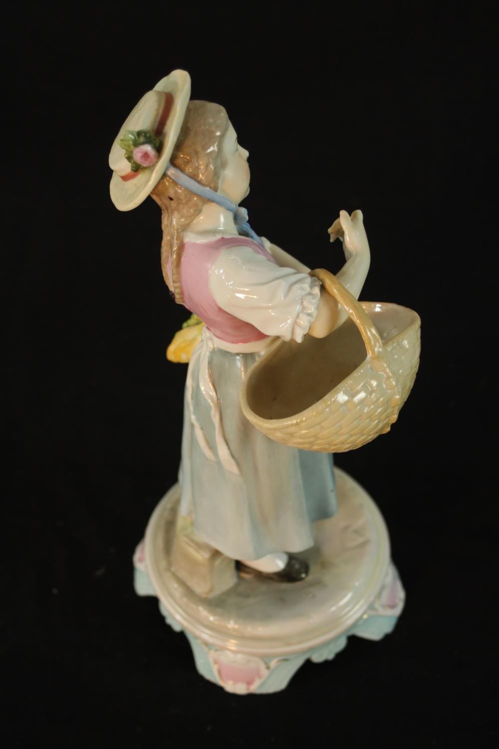 A pair of late 19th / early 20th century Continental porcelain figures of a man and a woman carrying - Image 7 of 12