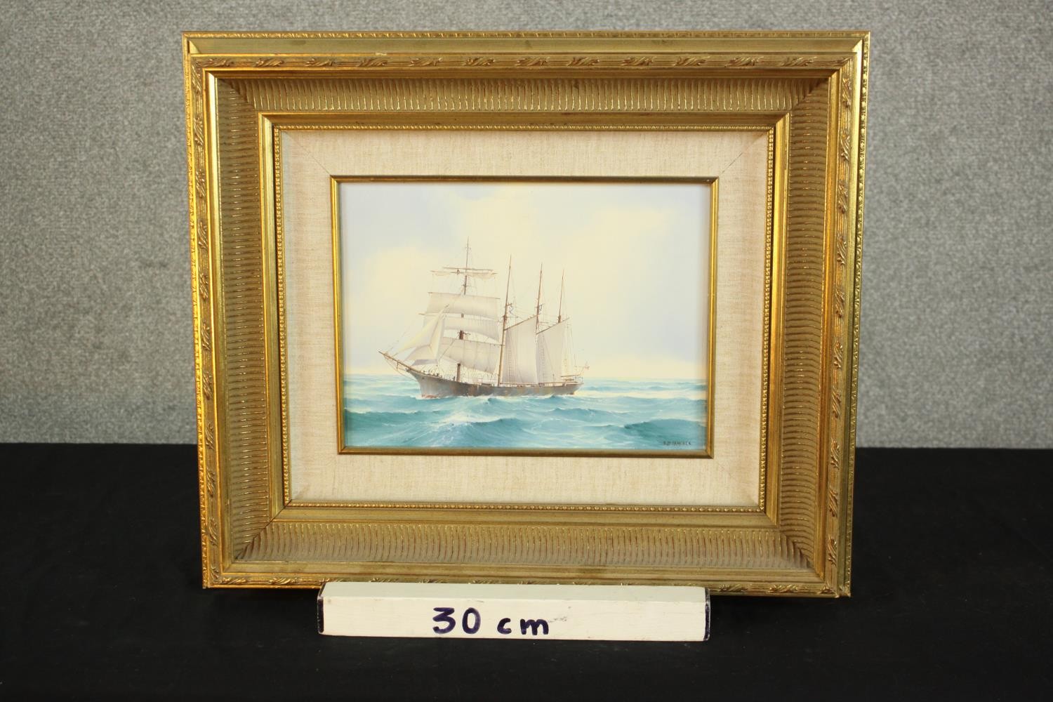 R. D. Hancock, Sailing boat on the sea, oil on canvas, signed and in gilt frame. H.46 W.54cm. - Image 2 of 6