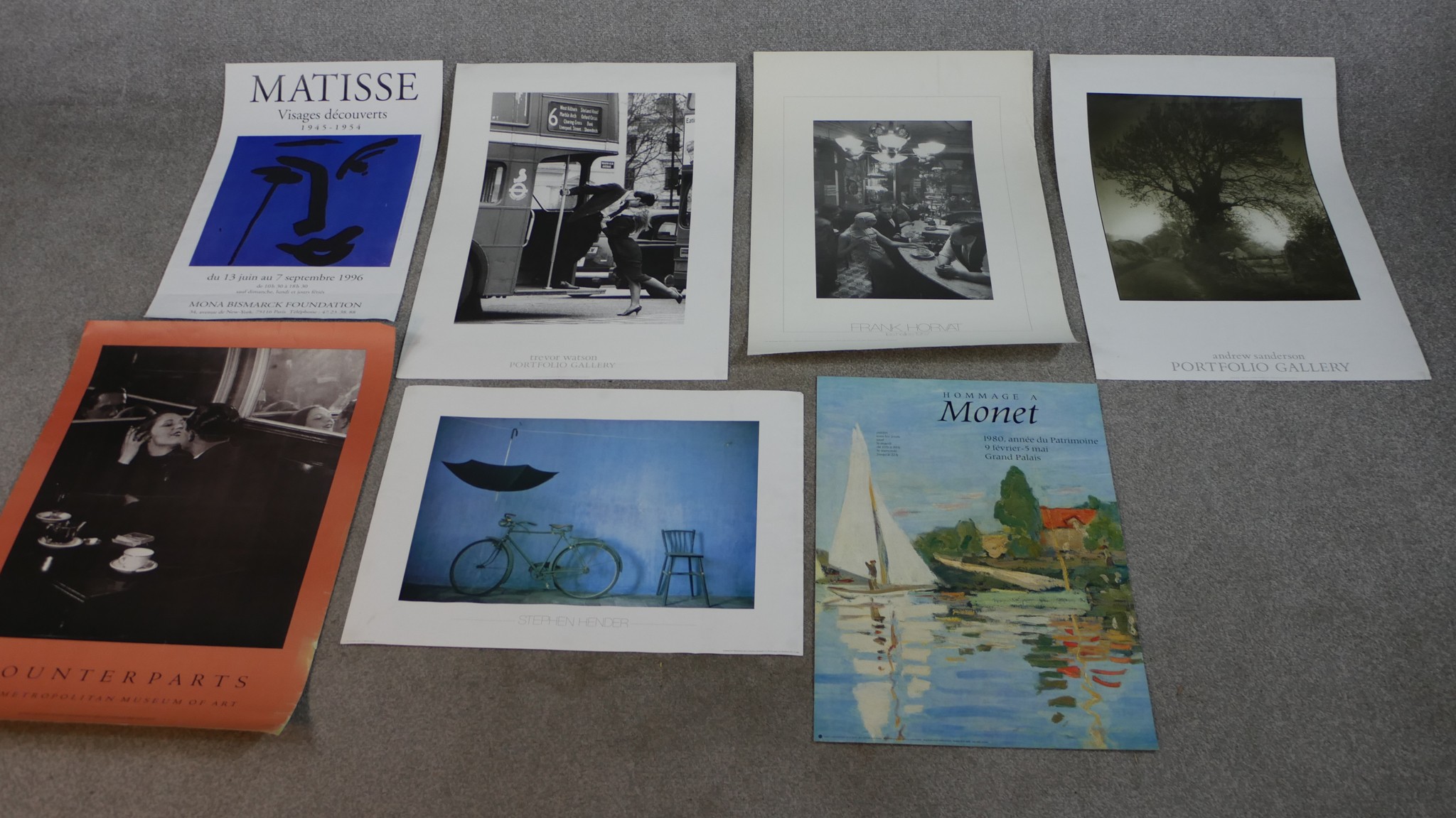 Seven vintage large colour exhibition posters, including Matisse, Monet and Counterparts at the