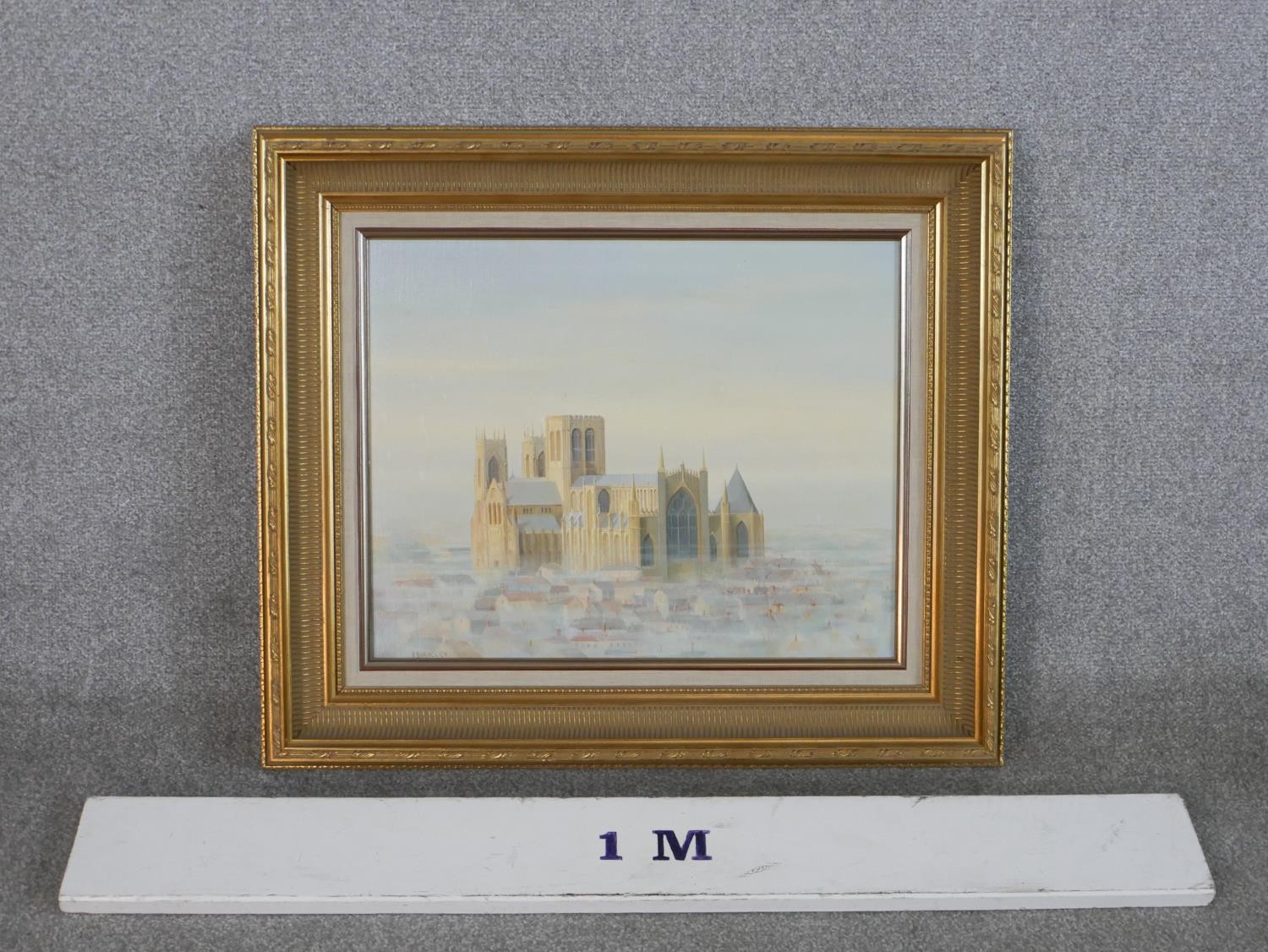 K. B. Hancock (20th century); York Minster in the Snow, acrylic on canvas, framed. H.60 W.70cm - Image 2 of 5