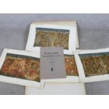 A set of six unframed coloured prints in paper folder titled Die Caser Teppiche, together with