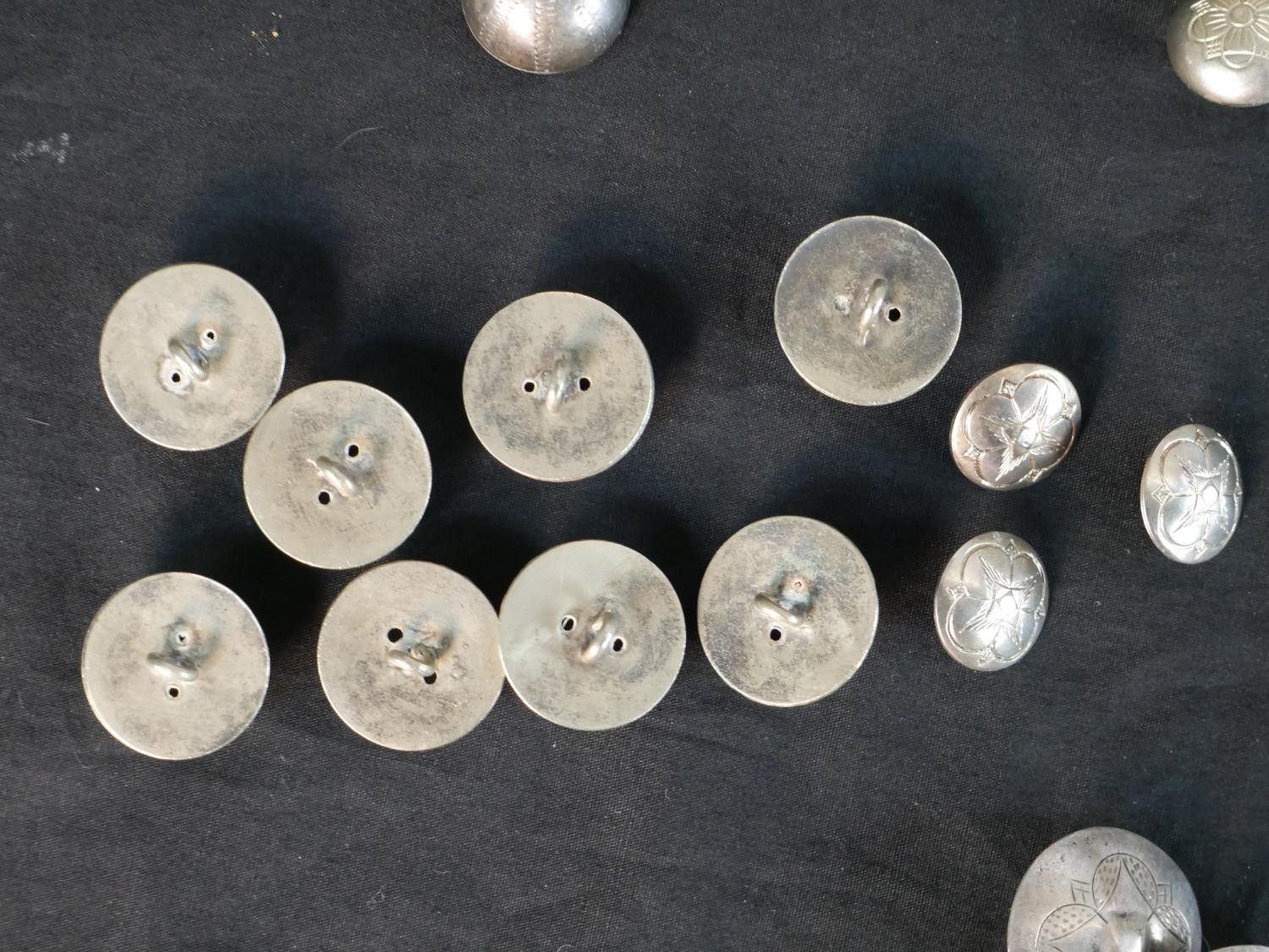 A large collection of fifty plus Danish, silver, white metal and pewter folk costume buttons, some - Image 10 of 12