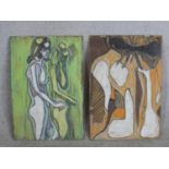 In the style of Vincent van Gogh (1853 - 1890) Female Nude & Abstract, two acrylics on board,