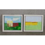 Robert Kellard (Contemporary); Yellow - Green & Greeenfield; oil on canvas, signed and titled verso,
