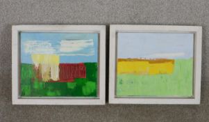 Robert Kellard (Contemporary); Yellow - Green & Greeenfield; oil on canvas, signed and titled verso,