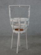 A circa 1950s Gladlyn Ware teak jardiniere stand, on tripod legs, together with a white painted