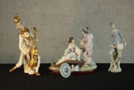 A Lladro figure group, Springtime in Japan, modelled as two Geishas on a bridge with a crane,