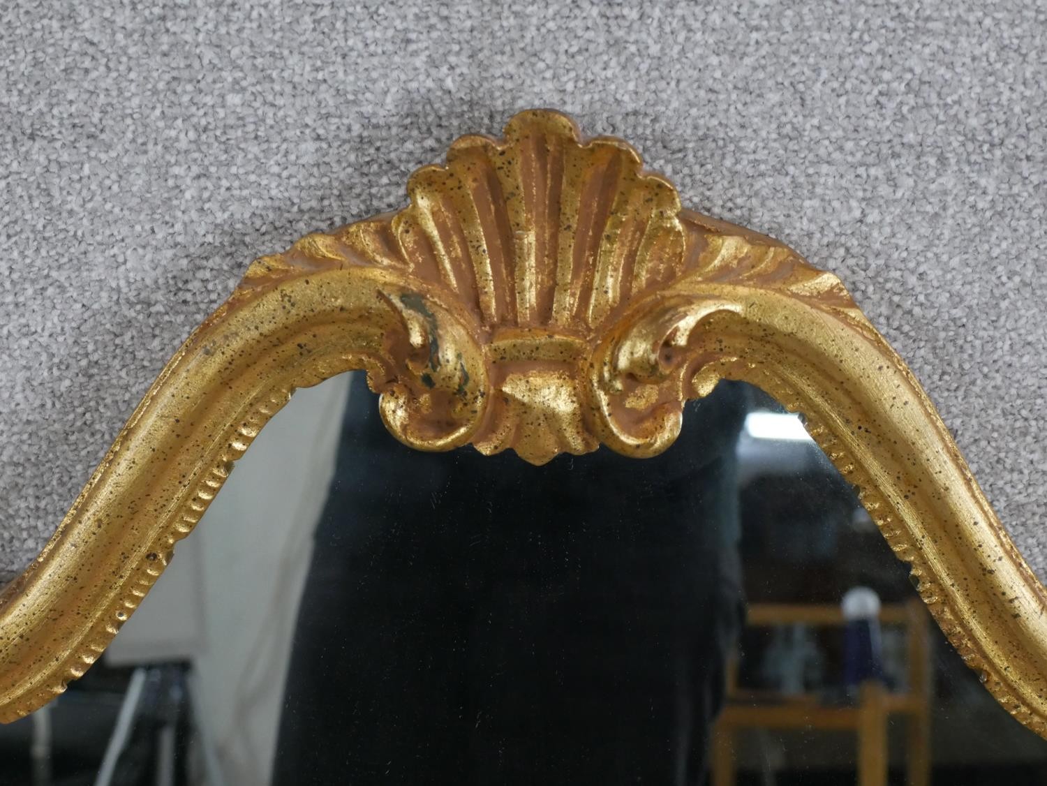 A 20th century Italian gilt framed cartouche shaped wall mirror. H.103 W.72cm - Image 3 of 5