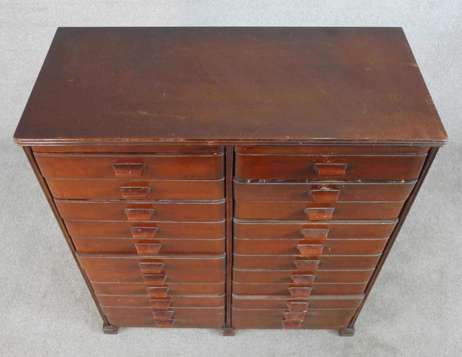 An early 20th century mahogany collectors chest of twenty two drawers, comprising of two banks of - Image 2 of 5