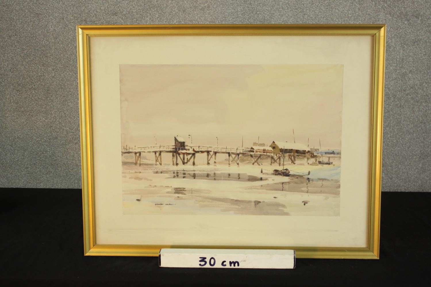 Sydney Vale (1916-1991); The Old Canvey Bridge, watercolour on paper, signed, label verso and - Image 3 of 7