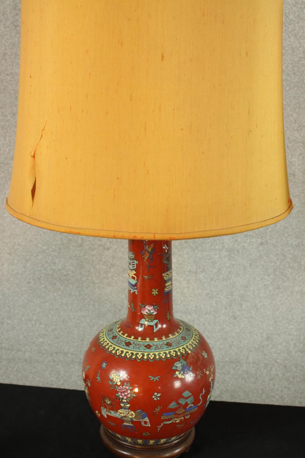 Three 20th century table lamps, including two Chinese hand painted porcelain vase design lamps, - Image 3 of 8