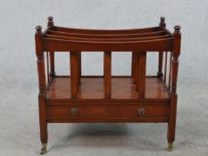 A 20th century George III style mahogany Canterbury, with a long drawer on square section legs