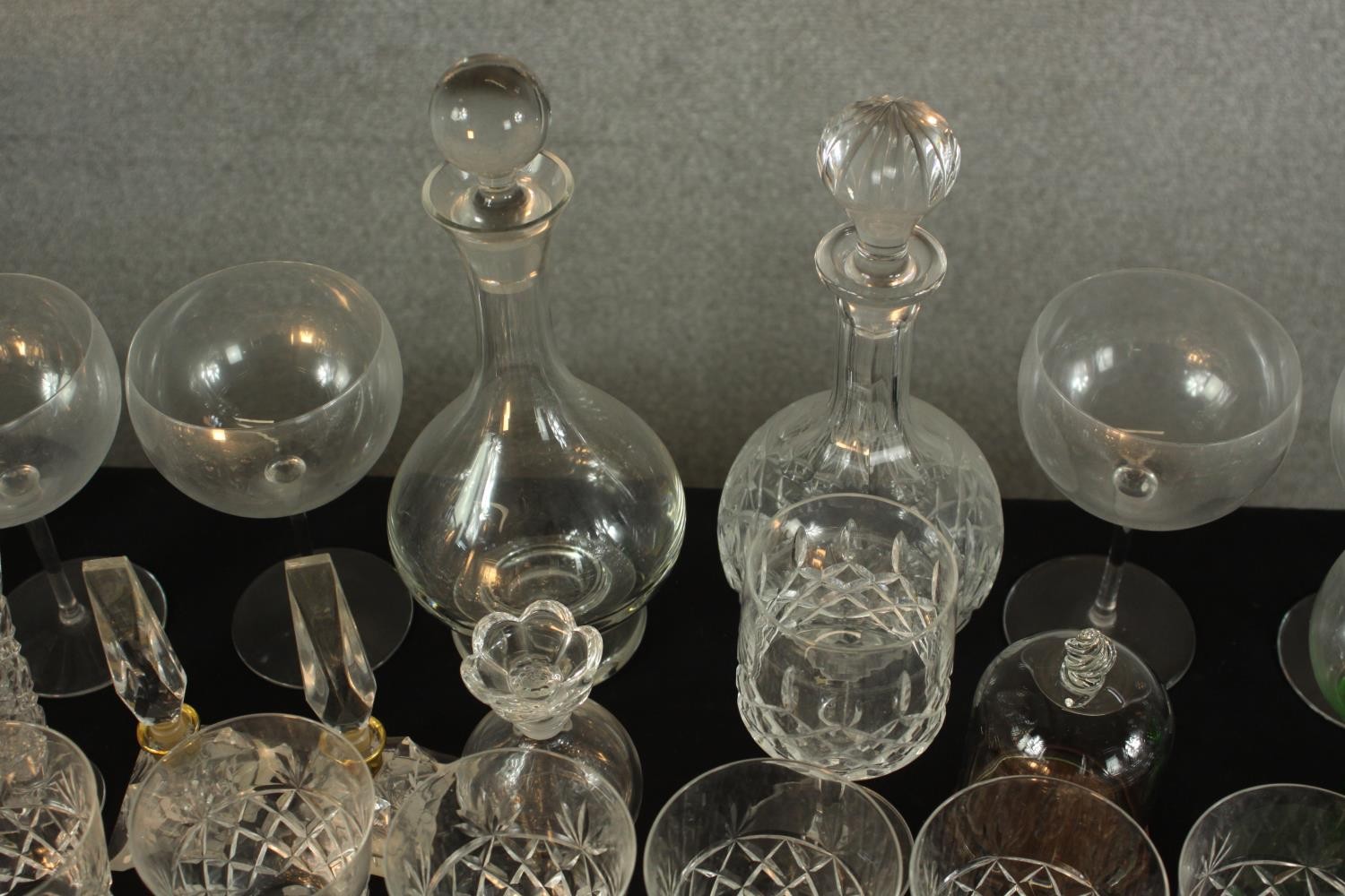 Aprroximately fifty mid / late 20th assorted cut glass drinking glasses together with decanters. H. - Image 9 of 9