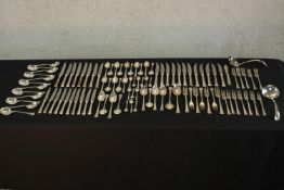 A contemporary canteen James Ryles silver plated flatware. L.22 W.9cm. (largest)