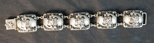 A Danish silver stylised rectangular fish and starfish panel bracelet, by Borge Alexis Godtbergsen