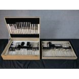 A complete contemporary James Ryles canteen of silver plated cutlery. H.12 W.50.5 D.37cm