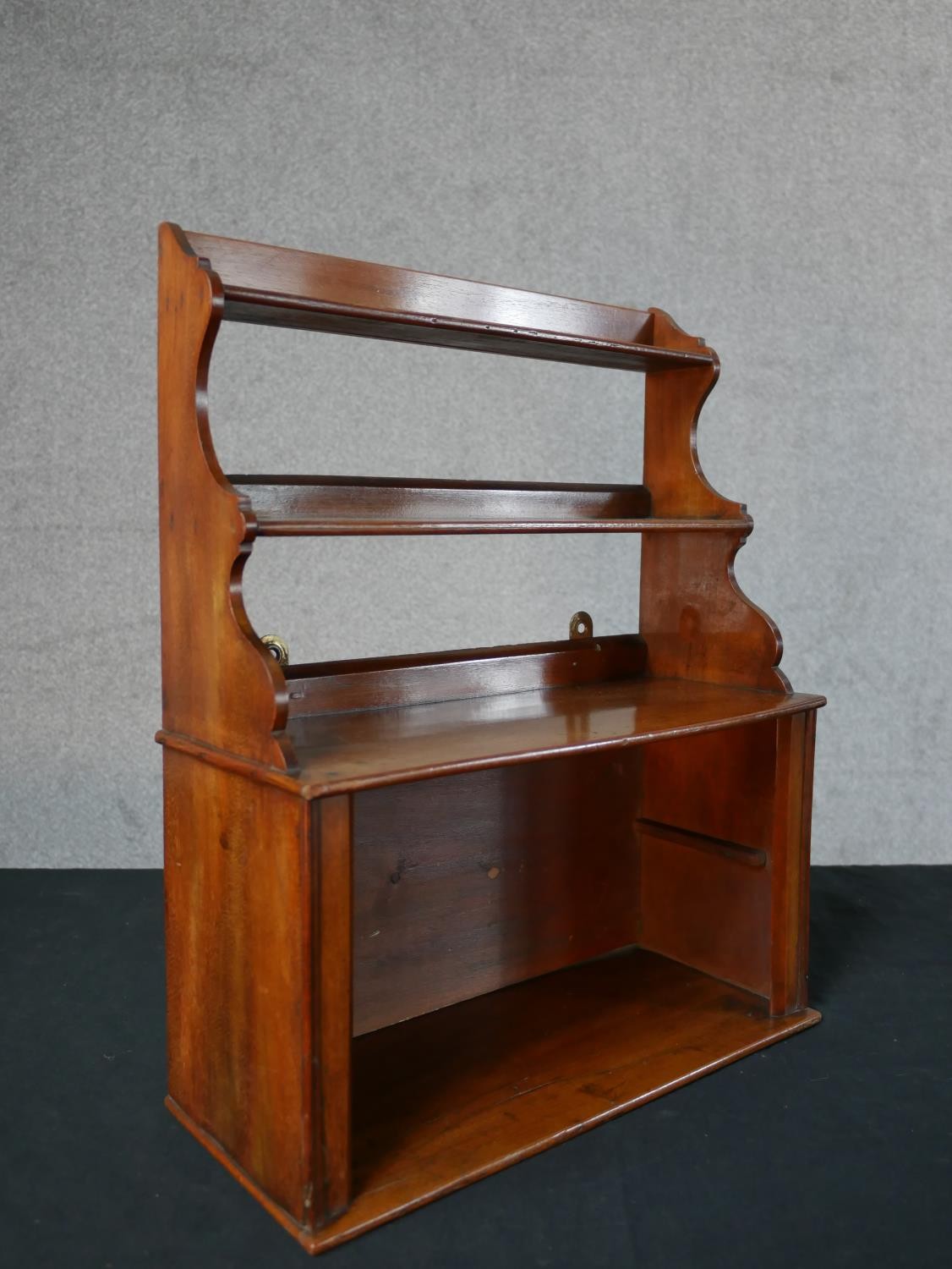 A late 19th century mahogany two shelf hanging bookcase with cupboard below together with a 19th - Image 5 of 5