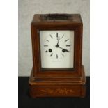 An early 20th century French Malecot of Paris inlaid walnut cased mantle clock, the case with