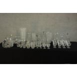 Assorted drinking glasses and other cut glass to include Stuart Crystal. H.35 Dia.15cm. (largest)