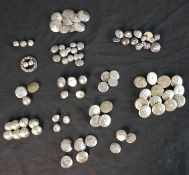 A large collection of Danish, silver, white metal and pewter folk costume buttons, some with