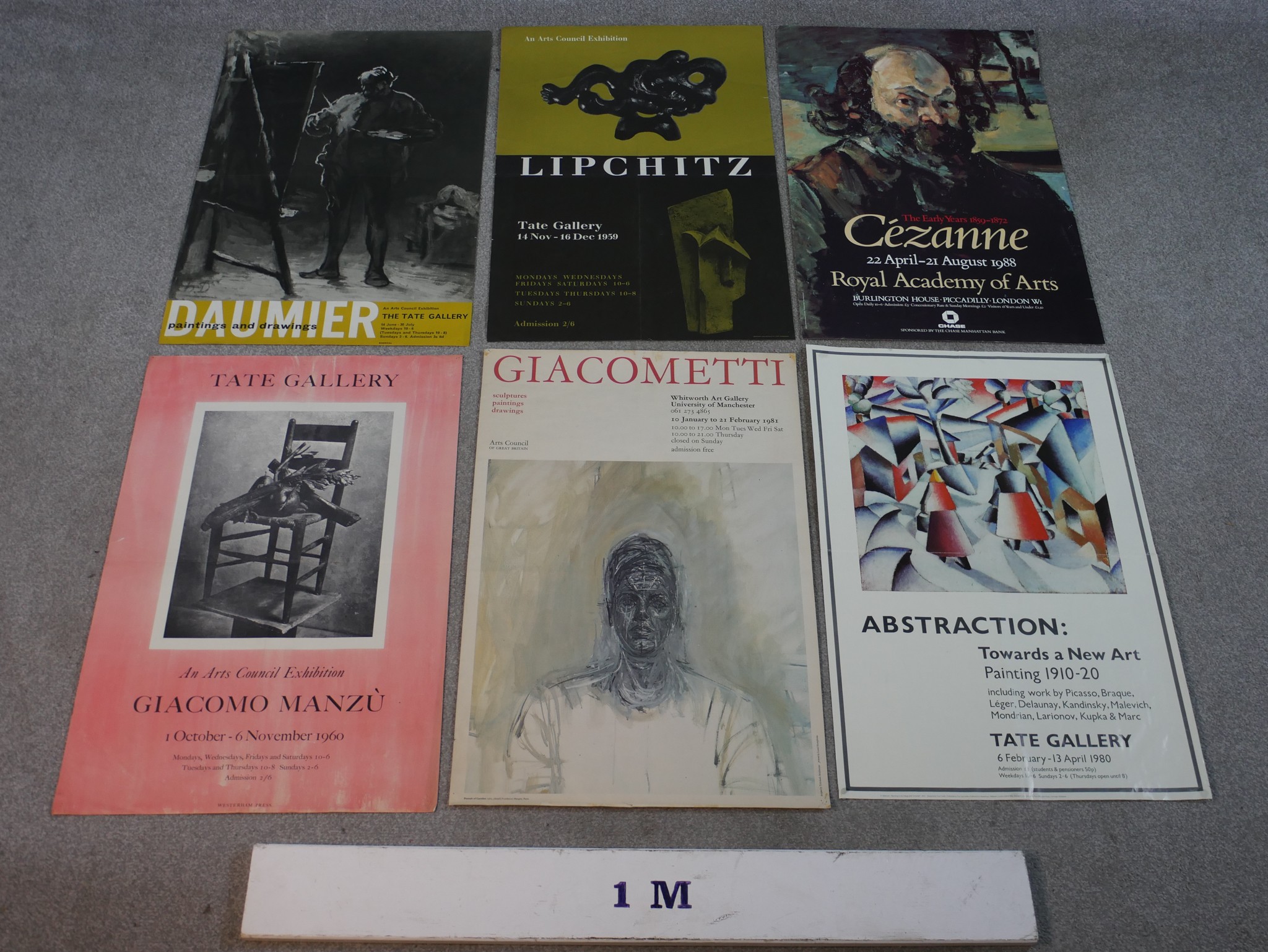 A collection of six large coloured vintage exhibition posters, including Giacometti, Lipchitz, - Image 2 of 8