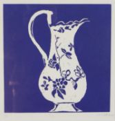 Celia Moss (Contemporary); Jug with floral decoration, pencil signed Artists proof linocut on paper,