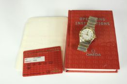 A 20th century Omega Constellation wristwatch, the white dial with baton and Roman numerals and date