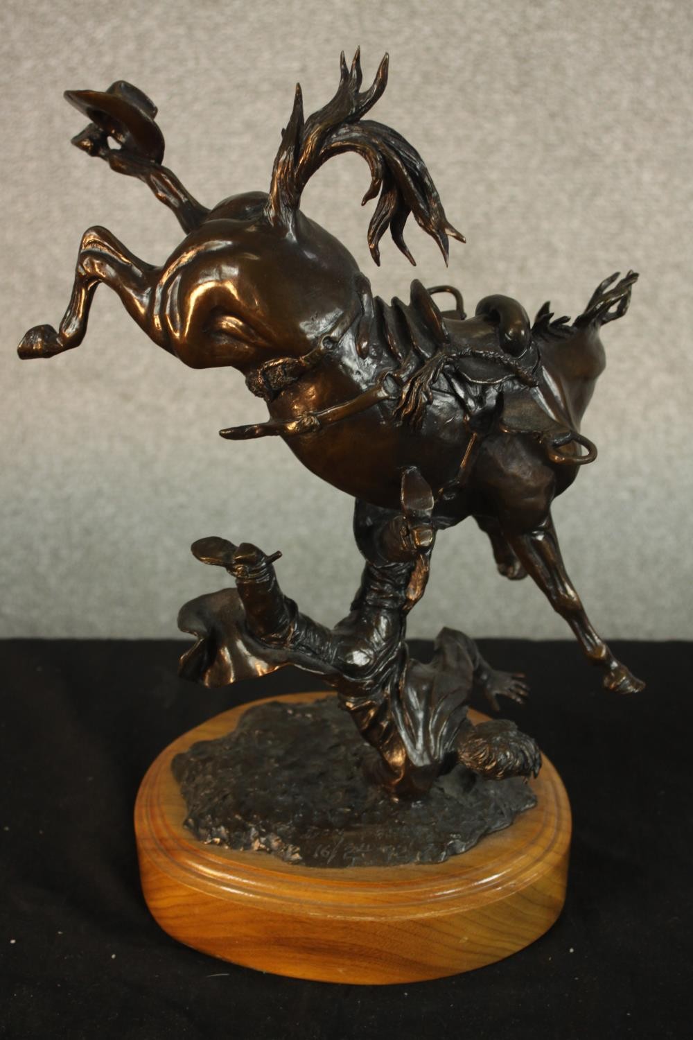 Don Toney, 1954, bronze, 'Riding on the Wrong Side of a Wreck', bucking horse with falling cowboy, - Image 5 of 10