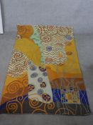 In the manner of Gustav Klimt, a fabric wall hanging, L. 180 W.120cm.