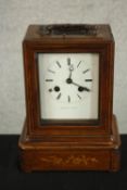 An early 20th century French Malecot of Paris inlaid walnut cased mantle clock, the case with