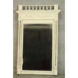 A 19th century white painted mahogany framed carved wall mirror. H.118 W.83cm.