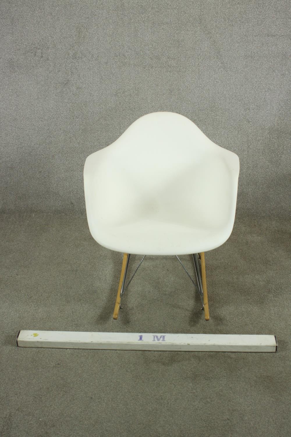 After Charles and Ray Eames a RAR rocking armchair with white plastic bucket seat, raised on - Image 2 of 7