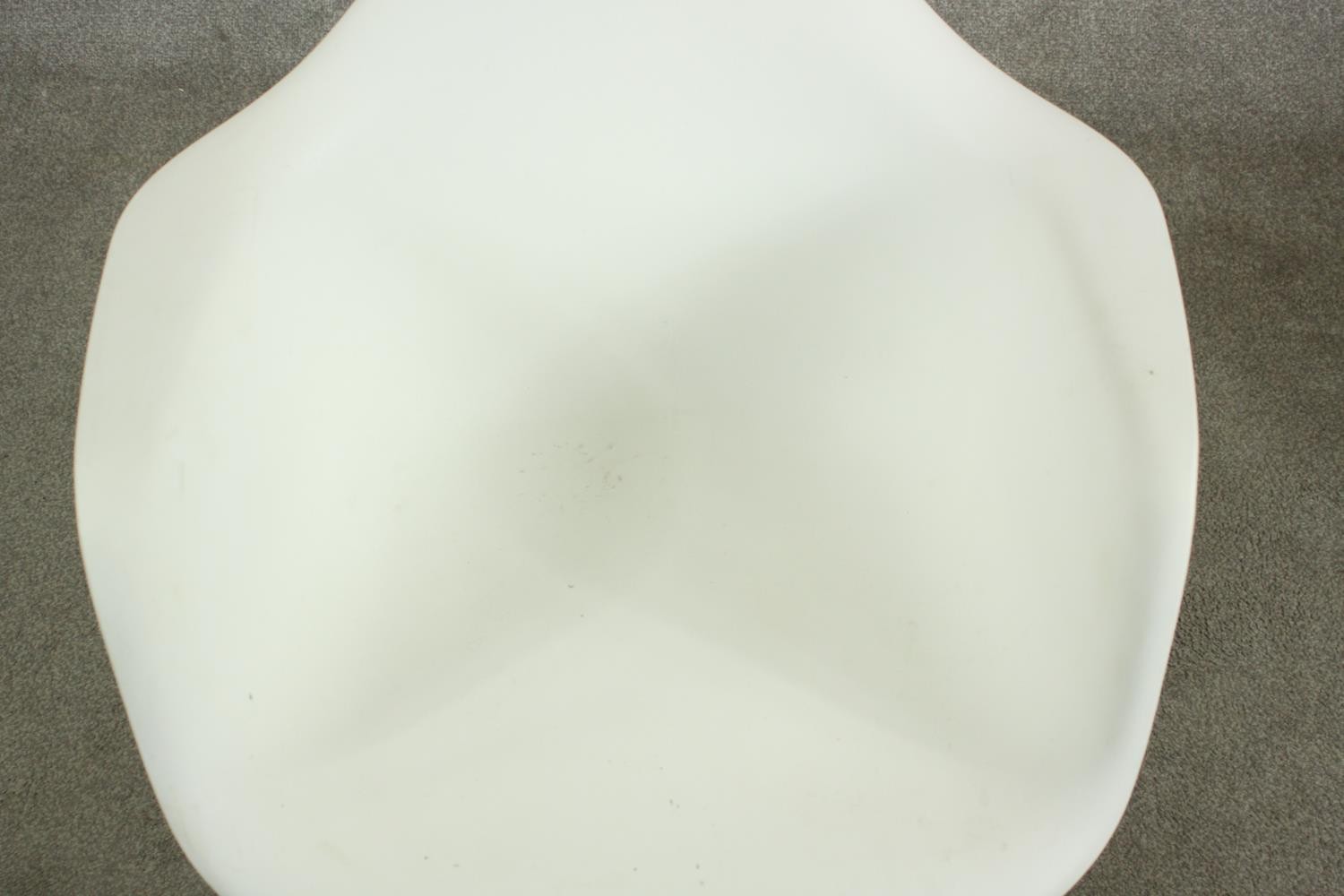After Charles and Ray Eames a RAR rocking armchair with white plastic bucket seat, raised on - Image 7 of 7
