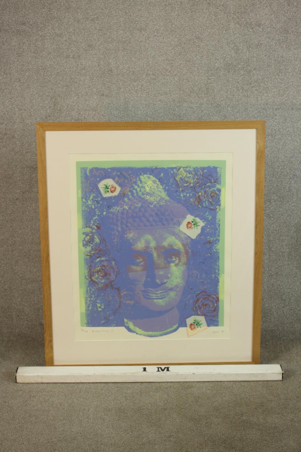 David Shaw (20th century), East/West, an original limited edition linocut 3/28, signed and framed. - Image 3 of 7