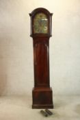 A 18th century John Sebire oak cased grandfather clock, the brass dial with