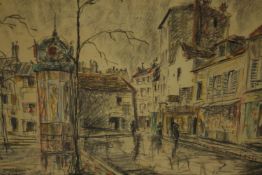 Fernand A Laval (1886-1966, French), Place du Tertre, Montmartre, Paris, colour pastel on paper,