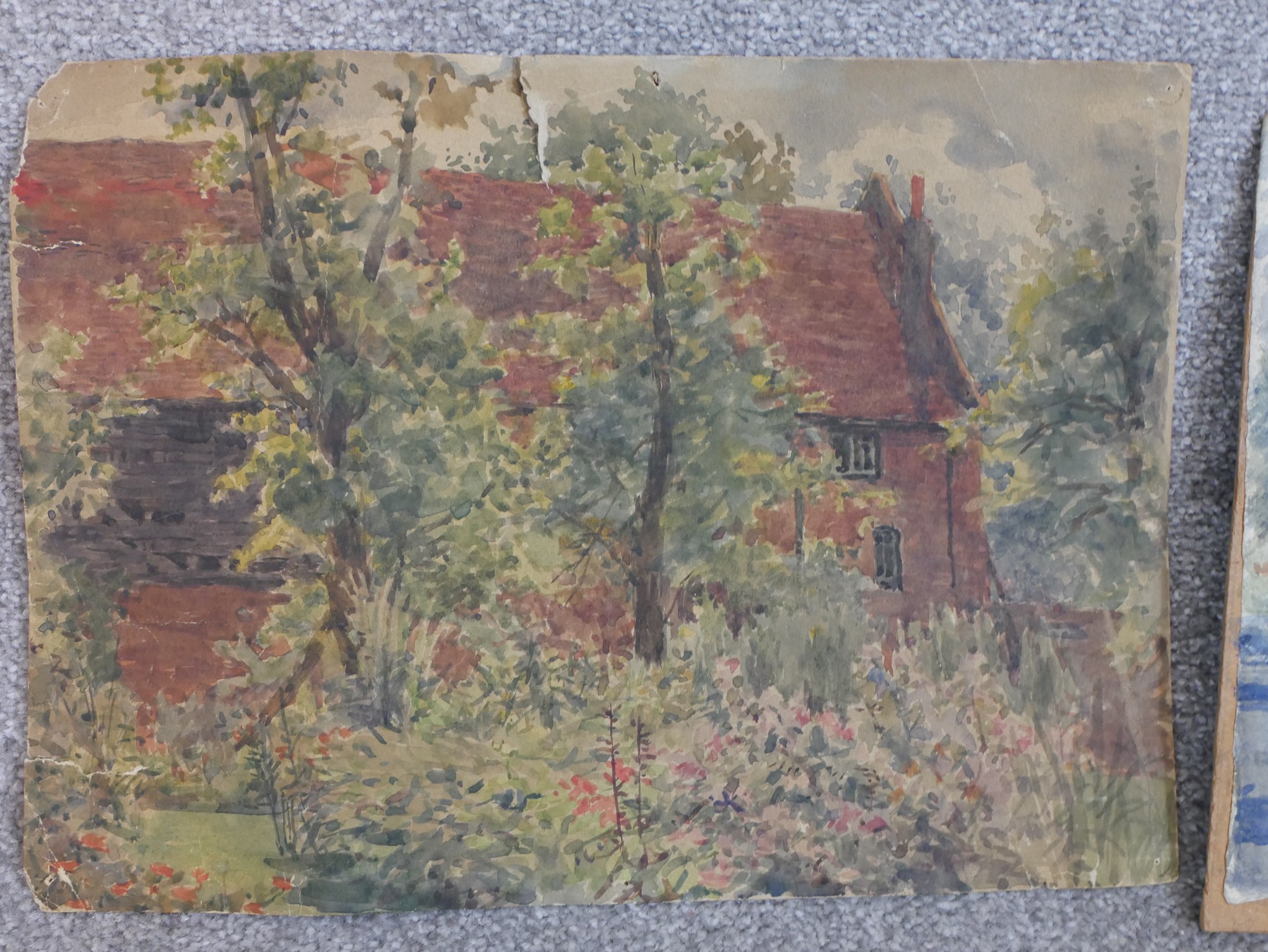 Moberly (20th century), five assorted paintings comprising man loading hay, cottage behind some - Image 4 of 10