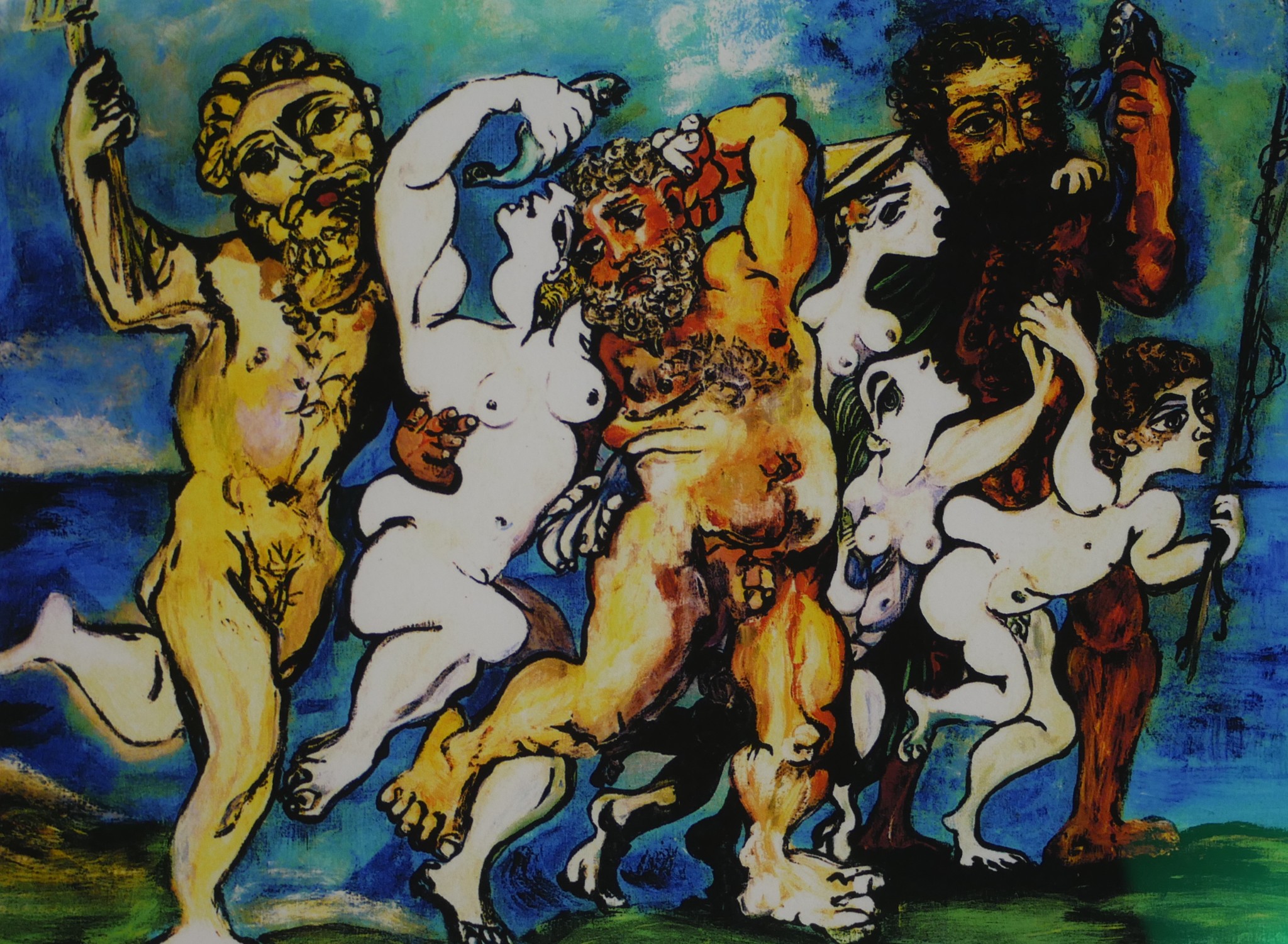 After Pablo Picasso (1881-1973), Silenus Dancing in Company, a coloured limited Collection Domaine