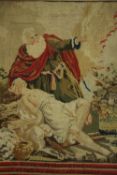 A 19th century Berlin wool work tapestry depicting Abraham offering is son Isaac to be sacrificed ,