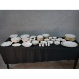 A Spode Fleur de Lys pattern part dinner and teaset comprising of plates, bowls, cups and saucers