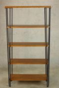 A contemporary John Lewis 'Hairpin' dark oak open bookshelf. H.152 W.80 D.30cm.